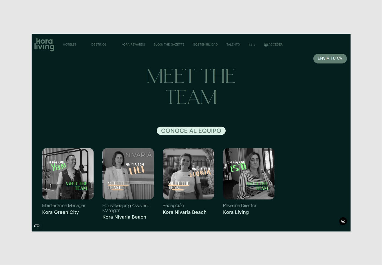 Kora Living talent page